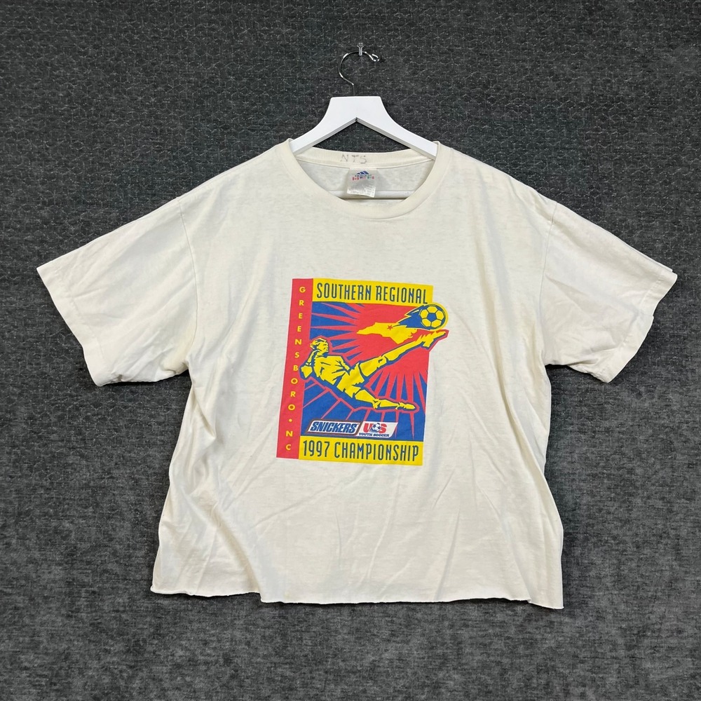 Adidas T-Shirt Mens Medium White Good 1997 Southern Regional Soccer Graphic